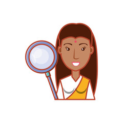 Sticker - woman indian with search magnifying glass