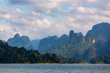 Small and big mountains Sorted by level  in large dams at Choew Lan Dam, Surat Thani, Thailand