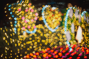 Wall Mural - blurred of christmas background and light bokeh