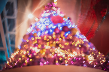 Wall Mural - blurred of christmas background and light bokeh