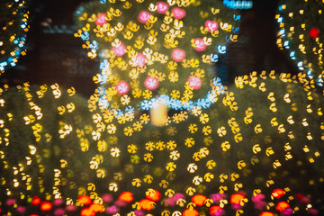 Wall Mural - blurred of christmas background and light bokeh