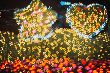 Wall Mural - blurred of christmas background and light bokeh