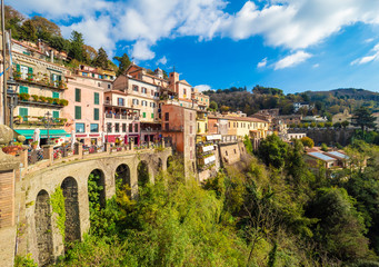 Nemi (Italy) - A nice little town in the metropolitan city of Rome, on the hill overlooking the Lake Nemi, a volcanic crater lake.