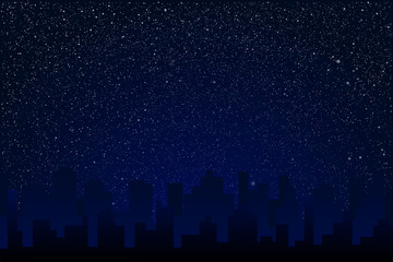 Wall Mural - starry sky. shining stars. night town, city.