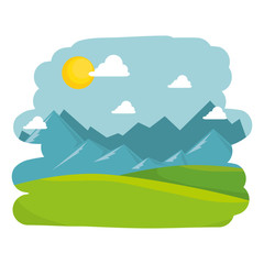 Wall Mural - field landscape scene icon