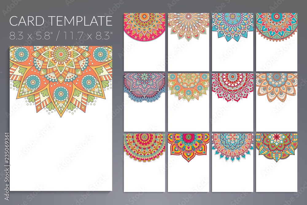Set of vintage Wedding Invitation card with Mandala Stock Vector ...