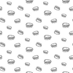 Wall Mural - Seamless pattern hand drawn jellyfish. Doodle black sketch. Sign symbol. Decoration element. Isolated on white background. Flat design. Vector illustration