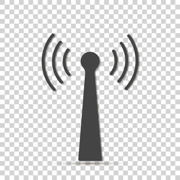 WiFi transmitter vector icon on transparent background. Wi-Fi logo illustration. Layers grouped for easy editing illustration. For your design.