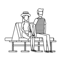 Sticker - young couple with suitcase in the airport