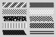 Adhesive tape with black and white geometric patterns. Scotch, washi tape template
