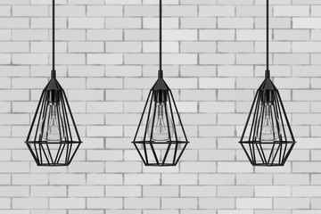 Poster - Vintage Lighting Decor Ceiling Lamps. 3d Rendering