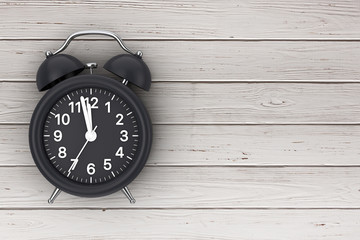 Poster - black alarm clock near free space for your design. 3d rendering