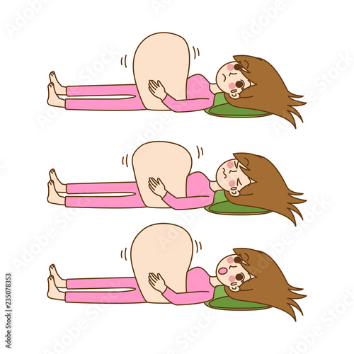 Pregnant women, cute cartoon character having a baby birth,mom, kid