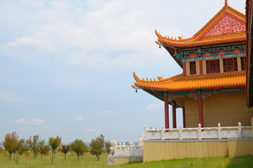 Temple with blue sky background