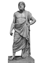 Marble Statue Of Greek God Zeus Isolated On White Background