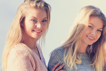 Two fashionable women outdoor