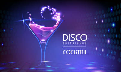 Wall Mural - neon disco cocktail party background