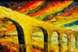 Abstract bridge expressionism - painting with a palette knife with oil - large strokes impressionism