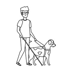 Sticker - blind man with guide dog