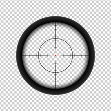 Sniper AR Crosshairs Icon With Red Target Dot.