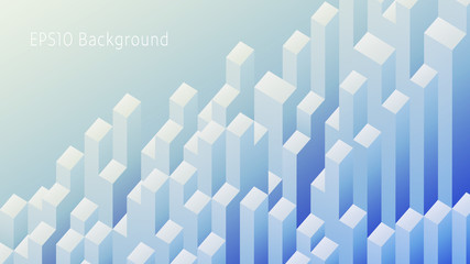 Wall Mural - Geometric Background with Three Dimensional Cuboids. Abstract Landscape in Soft Blue Tones. Aspect Ratio 16:9. EPS10 Vector.