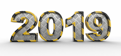 Poster - Metal New Year 2019. Image with clipping path.