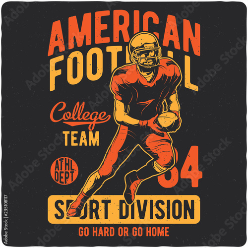 Plakaty Futbol amerykański  projekt-koszulki-lub-plakatu-z-amerykanskim-pilkarzem-ilustracja-z-kompozycja-tekstu