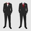 Wedding men's suit and tuxedo. Collection. Vector illustration.