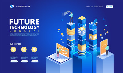 Poster - Technology isometric concept. Abstract high tech future