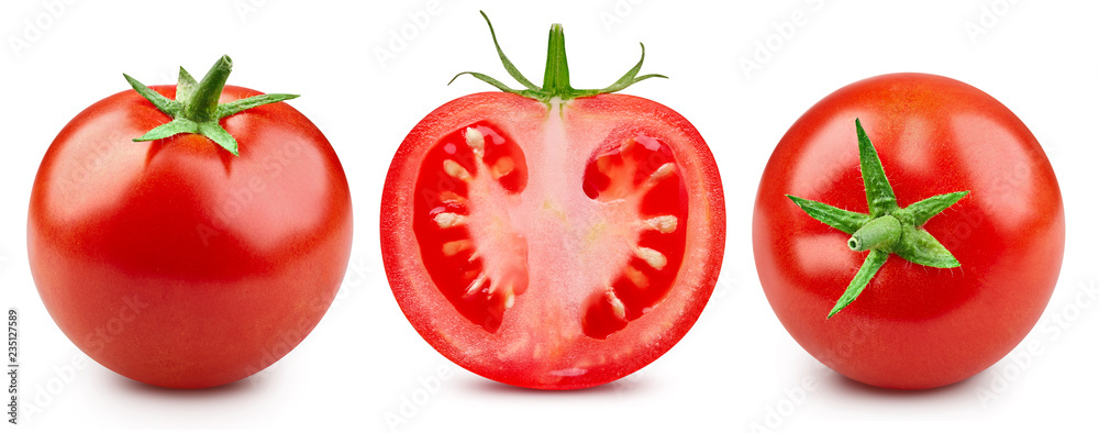 Tomatoes isolated on white - obrazy, fototapety, plakaty 