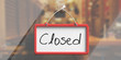 © Rawf8 - Closed text. Sign with red frame hanging on glass window. 3d illustration