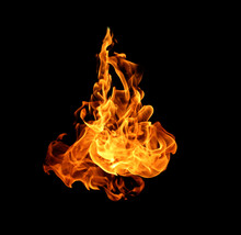 Fire Flames Collection Isolated On Black Background