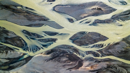 Sticker - Drone view of an Icelandic riverbed