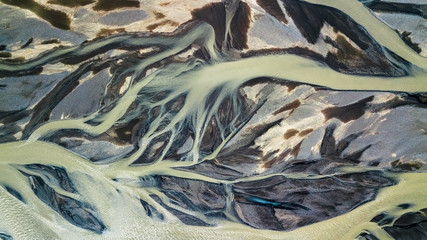 Sticker - Drone view of an Icelandic riverbed