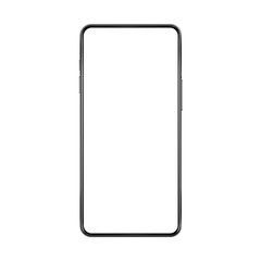 Poster - Frameless no frame realistic imagined smartphone mock up with blank white screen vector illustration.