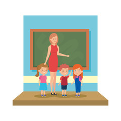 Poster - female teacher with kids in the classroom