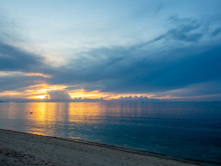 Seascape view under twilight evening sky