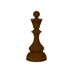 Wall Mural - Brown wooden chess piece - king. Small figure of strategic board game. Leisure theme. Flat vector icon