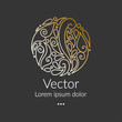 © Annartlab - Gold linear emblem. Elegant, classic vector. Can be used for jewelry, beauty and fashion industry. Great for logo, monogram, invitation, flyer, menu, brochure, background, or any desired idea.
