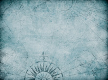 Blue Medieval Old Nautical Map Background