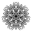 © svitlananiko - Flower pattern of mandala. Decorative circular element. Minimal vintage floral pattern. Ethnic abstract ornament. Black flower on white background. Vintage snowflake.