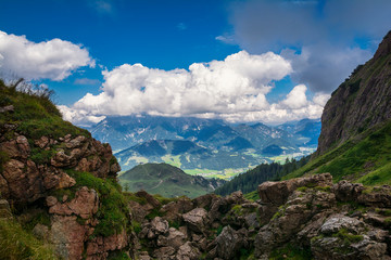 Wall Mural - Beautiful landscape with rocks of Wildseeloder peak  above Fieberbrunn in the Kitzbuhel Alps, Tirol, Austria