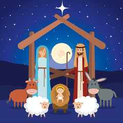 Wall Mural - holy family manger characters