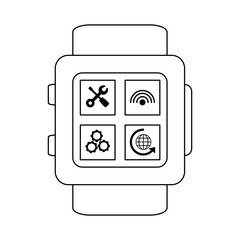 Wall Mural - Smartwatch with apps in black and white