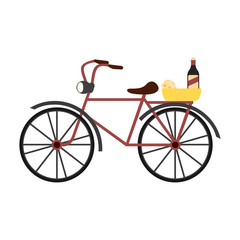 Sticker - Vintage bike with wine and cheese