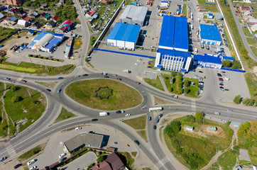 Wall Mural - Tyumen, Russia - September 2, 2017: Aerial view onto Scherbakova and Veteranov Truda streets intersection