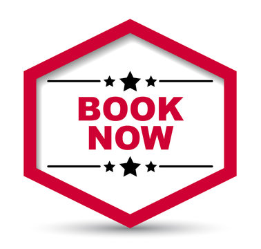 red vector banner book now