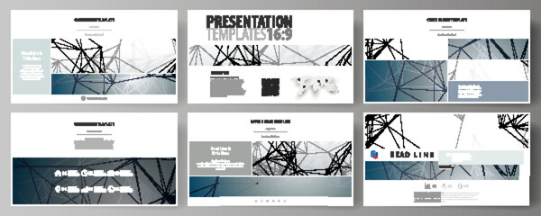 Business templates in HD format for presentation slides. Abstract vector layouts in flat design. DNA and neurons molecule structure. Medicine, science, technology concept. Scalable graphic.