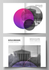 Wall Mural - the vector layout of two a4 format cover mockups design templates for bifold brochure, magazine, fly