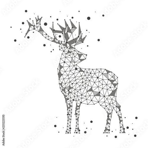Fotomural Polygonal deer on white background